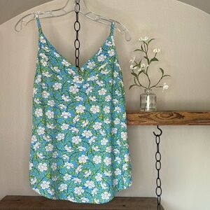 CAbi spaghetti strap floral v-neck blouse, size XS